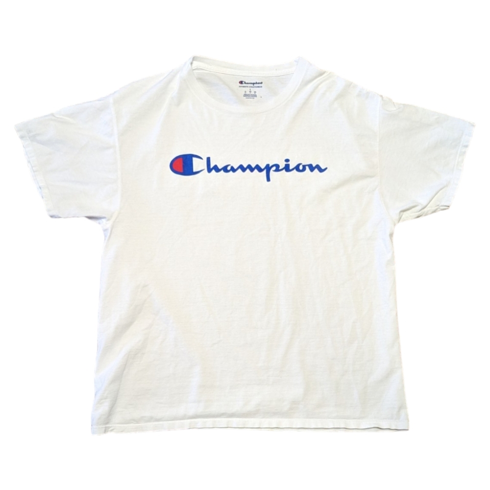 Champion Authentic Athleticwear‎ White Crew Neck T Shirt Logo Graphic Size L - Picture 1 of 6